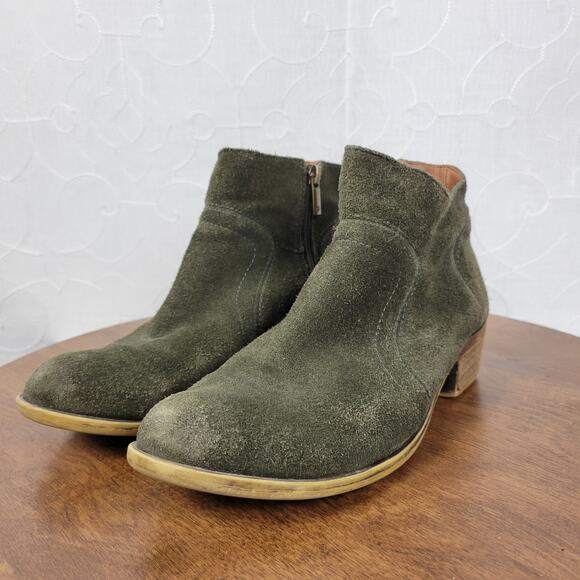 Lucky Brand Womens Brolley Bootie 7.5‎ Gray Suede Leather Zip Up Ankle Western - Picture 2 of 16